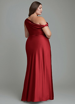 Azazie Emerson Brudtärnklänningar Klänning av Sjöjungfru i Stretch Satin Off the shoulder Scharlakansrött image9