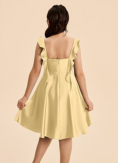 Azazie Kira Junior Butter A-Line Ruched Stretch Satin Dress image2
