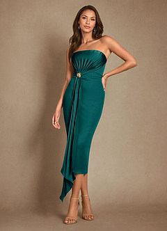 Azazie Dinanta Mother of the Bride Dresses Peacock Column Pleated Chiffon Dress image1