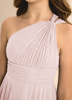 Azazie Charlize Junior Blushing Pink A-Line Pleated Chiffon Dress image6