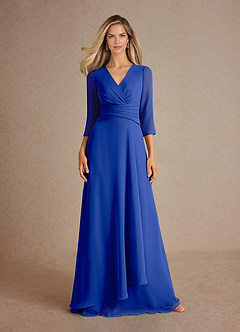 Azazie Mayfield Mother of the Bride Dresses Royal Blue A-Line Pleated Chiffon Dress image6