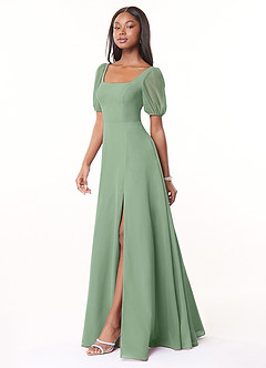 Azazie Alani Bridesmaid Dresses Matcha A-Line Square Neckline Chiffon Dress image3