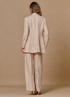 front Belicia Tan 100% Linen 2-Piece Suit