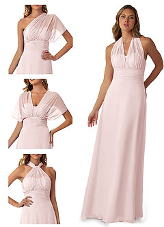 Azazie Fifi Abiti da Damigella Abito Convertibile A-Line in Chiffon Senza Cinturino Rosa Rossore image7