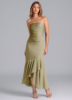 Azazie Danie Bridesmaid Dresses Moss Green Sheath Strapless Chiffon Dress image5