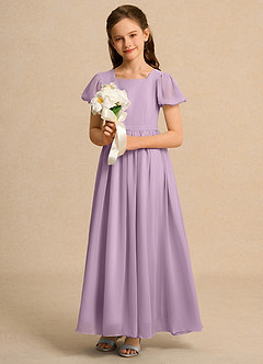 Azazie Joss Flower Girl Dresses Wisteria A-Line with Sleeves Chiffon Dress image12