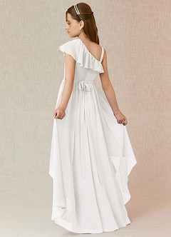 Azazie Mango Junior Robe Trapèze en Mousseline de soie Rayé Blanc image1