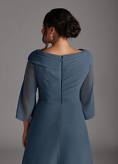 Azazie Jaycee Kleider für die Brautmutter A-Linie Chiffon Kleid Neptunblau image10