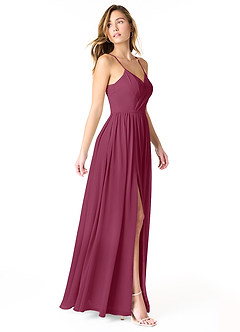 Azazie Cora Bridesmaid Dresses Mulberry A-Line Pleated Chiffon Dress image4