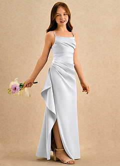 Azazie Cannoli Girls Formal Flower Girl Klänningar Klä A-Line i Matt satäng Plisserad image1