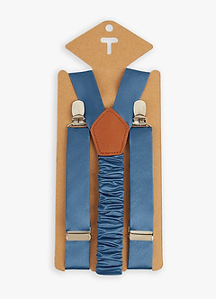 front Boy's Matching Matte Satin Bow Tie & Suspenders Set