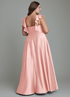 Azazie Leilani Bridesmaid Dresses Powder Pink A-Line Ruched Stretch Satin Dress image11