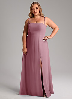 Azazie Wren Bridesmaid Dresses Vintage Mauve A-Line Side Slit Chiffon Convertible Dress image14