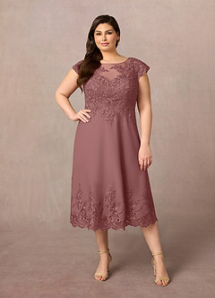 Azazie Terrano Mother of the Bride Dresses Desert Rose A-Line Scoop Lace Dress image6