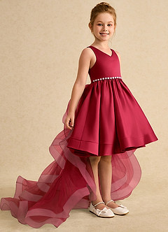 Azazie Julietta Flower Girl Dresses Scarlet Ball-Gown Convertible Tulle Dress image3