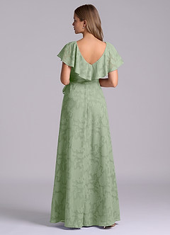 Azazie Lainey Jurken voor bruidsmeisjes Jurk van Bloemen Burn-out met A-Lijn met Zakken Stoffige Salie image2