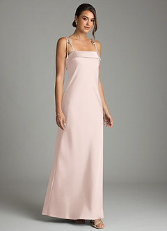 Azazie Ellia Brautjungfernkleider Etui Schleifen Stretch-Satin Kleid Zartrosa image3