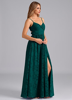 Azazie Zeya Bridesmaid Dresses Pine A-Line Bow Floral Burnout Dress image5