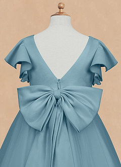 Azazie Kaeya Flower Girl Dresses Moody Blue A-Line Bow Tulle Dress image8