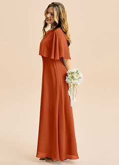 Azazie Maris Junior Abito A-Line in Chiffon Arancia Bruciata image3