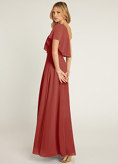 Azazie Lizzy Bridesmaid Dresses Terracotta A-Line One Shoulder Chiffon Dress image6