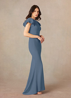 Azazie Peppermint Mother of the Bride Dresses Twilight Mermaid Scoop Ruched Stretch Crepe Dress image2