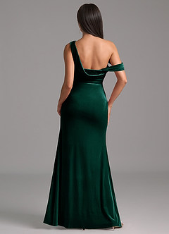 Azazie Madelyn Bridesmaid Dresses Emerald Sheath One Shoulder Velvet Dress image6