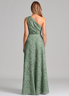 Azazie Phaedra Brautjungfernkleider A-Linie One-Shoulder Blumen-Burnout Kleid Matcha image6