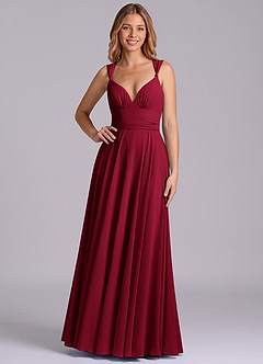 Azazie Darana Final Sale Burgundy A-Line Corset Chiffon Dress image6