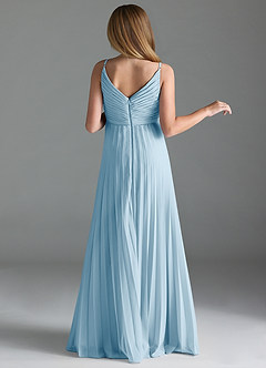 Azazie Raychelle Junior Sky Blue A-Line Pleated Chiffon Dress image4