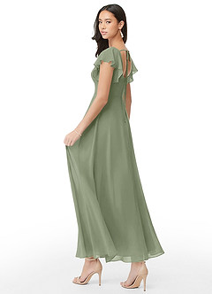 Azazie Bondi Bridesmaid Dresses Pistachio A-Line Ruched Chiffon Dress image4