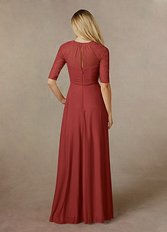 Azazie Raelyn Mother of the Bride Dresses Rust A-Line Lace Mesh Dress image2