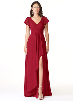 Azazie Omari Bridesmaid Dresses Scarlet A-Line Chiffon Dress image1