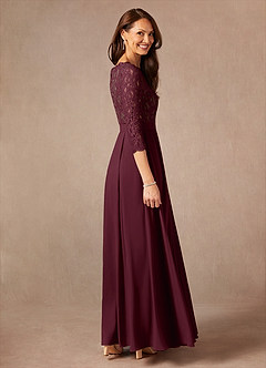 Azazie Lucianna Mother of the Bride Dresses Cabernet Taupe A-Line Lace Dress image2