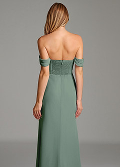 Azazie Riley Robes de demoiselle d'honneur Robe Fourreau Convertible en Mousseline de soie Épaule décolletée Eucalyptus image5