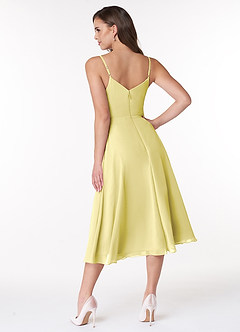 Azazie Clarissa Bridesmaid Dresses Lemon Sorbet A-Line V-Neck Chiffon Dress image2