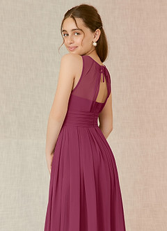 Azazie Bibiane Junior Mulberry A-Line Pleated Chiffon Dress image8