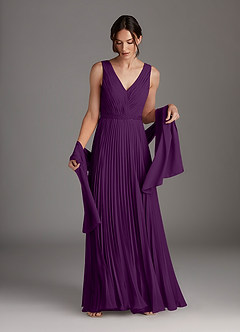 Azazie Kris Mother of the Bride Dresses Grape A-Line Sequins Chiffon Dress image2