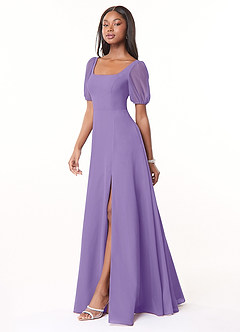 Azazie Alani Robes de demoiselle d'honneur Robe Trapèze en Mousseline de soie Encolure carrée Tahiti image3