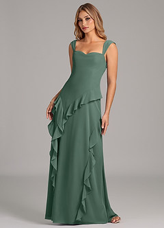 Azazie Sloane Probar vestidos en casa Vestido de Terracota de Gasa de Corte en A con Escote de Corazón image6