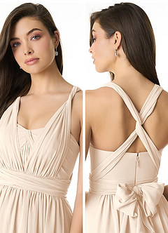 Azazie Olani Bridesmaid Dresses White Alabaster A-Line Off the Shoulder Chiffon Convertible Dress image5