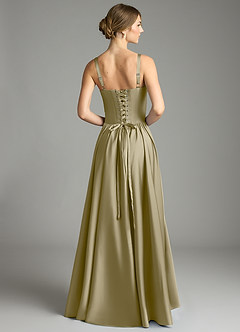 Azazie Evadina Suknie dla druhen Linia A Gorset Satyna elastyczna Do ziemi Sukienka image2