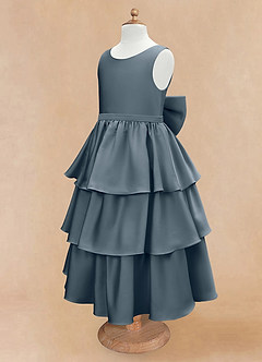 Azazie Margie Flower Girl Dresses Twilight A-Line Bow Stretch Satin Dress image6
