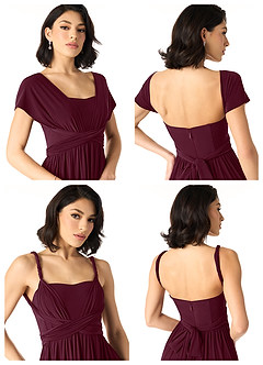 Azazie Louella Final Sale Cabernet A-Line Off the Shoulder Luxe Knit Convertible Dress image5