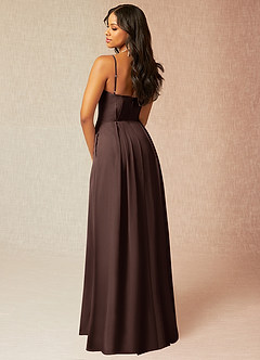 Azazie Kyedae Brautjungfernkleider A-Linie V-Hals Gefaltet Chiffon Kleid Ganache image4