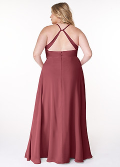 Azazie Davis Jurken voor bruidsmeisjes Jurk van Chiffon met A-Lijn V-hals Merlot image8
