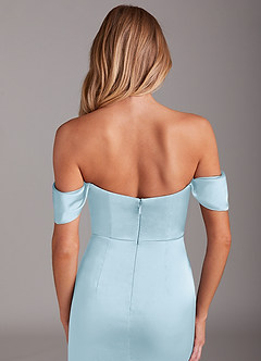 Azazie Saige Brautjungfernkleider Meerjungfrau-Linie Schulterfrei Stretch-Satin Kleid Himmelblau image7