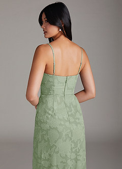 Azazie Maci Bridesmaid Dresses Dusty Sage Sheath Pleated Floral Burnout Dress image6