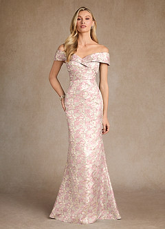 Azazie Canton vestidos de madre de la novia Vestido de Rosa Polvorienta de Jacquard de Sirena con Vestidos sin tirantes image1