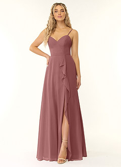 Azazie Naeem Bridesmaid Dresses Desert Rose A-Line V-Neck Ruffle Chiffon Dress image1
